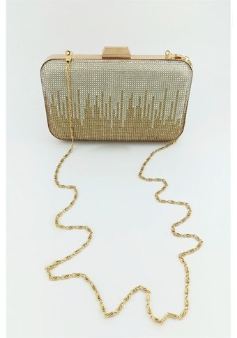 Çlk Accessories Taşlı Abiye Geçişli Taş Model Trkrm242 Kadın Omuz Çantası Altın