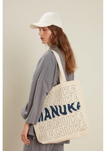 Manuka B Körüklü Bez Kadın Omuz Çantası Bej