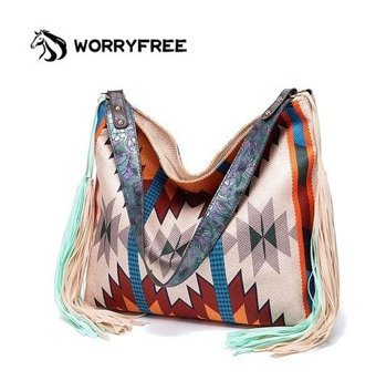 Worryfreeshopping Wr409611 Vintage Stil Püskül Kadın Omuz Çantası Beyaz