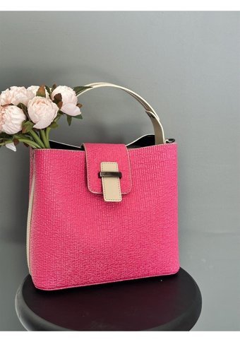 Takmoda İpek Dokulu İç Bölmeli Kadın Omuz Çantası Pembe
