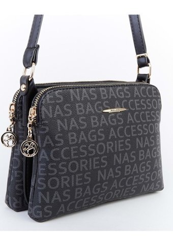 Byhakan Nas Bag1040 Yazılı Desen Kadın Omuz Çantası Siyah