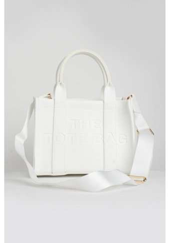 Dushaguzellik Fermuarlı Tote Bag Kadın Omuz Çantası Beyaz
