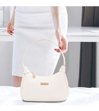 Magideal Suntek Çanta Trendy Fermuar Kapatma Kadın Omuz Çantası Beyaz