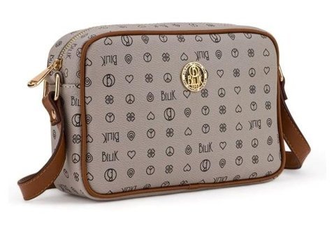 Bilik Deri Monogram Nv 1002Mn Kadın Omuz Çantası Gri - Taba