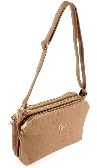 Luwwe Bag'S Üç Bölmeli Fermuarlı Yazı Detaylı Yoncalı 1724 Kadın Omuz Çantası Vizon
