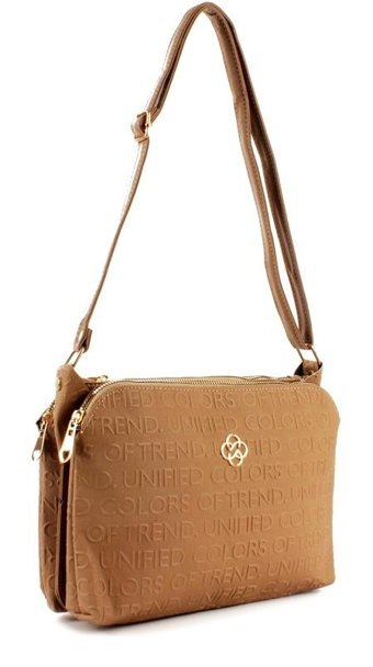 Luwwe Bag'S Üç Bölmeli Fermuarlı Yazı Detaylı Yoncalı 1724 Kadın Omuz Çantası Vizon