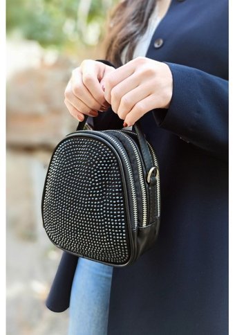 Çlk Accessories Taşlı Küçük Tr948 Kadın Omuz Çantası Siyah