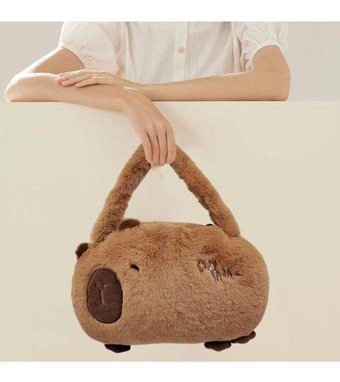 Magideal Suntek Peluş Kapibara Kadın Omuz Çantası Kahverengi