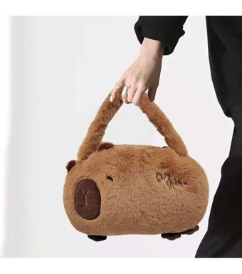Magideal Suntek Peluş Kapibara Kadın Omuz Çantası Kahverengi
