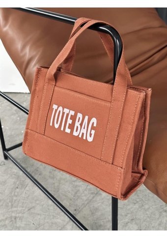 Takmoda Kanvas Kumaş Totebag Kadın Omuz Çantası Taba