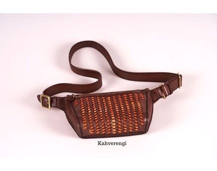 Gön Handmade Deri Bel Ple Kadın Omuz Çantası Kahverengi