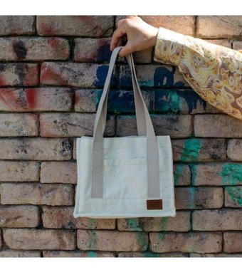 Miaju Kanvas Mini Tote Mini Kadın Omuz Çantası Krem