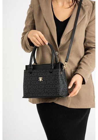 Çanta Trend Polo Of Colors Empirme Baskı Kadın Omuz Çantası Siyah
