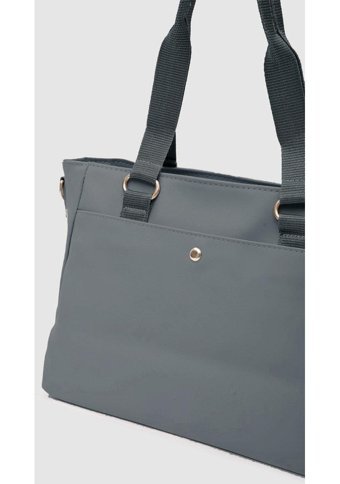Newish Polo Saten Kumaş Fonksiyonel Çok Bölmeli Kadın Omuz Çantası Gri