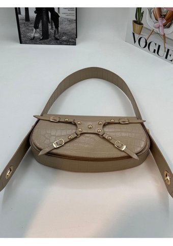Lilienbag Suni Deri Kroko Ayarlanabilir Saplı Kadın Omuz Çantası Vizon
