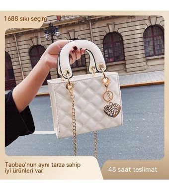 Summer Love Kore Tarzı Moda Küçük Kare Çok Yönlü Eşkenar Dörtgen Kadın Omuz Çantası Siyah
