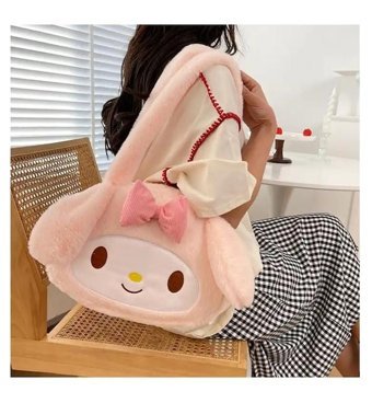 Yufy Çanta Sanrio My Melody Peluş Anime Kadın Omuz Çantası Pembe