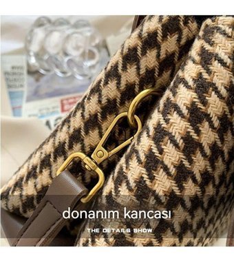 Worryfreeshopping Lbw Eklenmiş Ekose Kadın Omuz Çantası Siyah