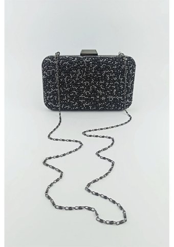 Çlk Accessories İncili Taşlı Abiye Kadın Omuz Çantası Siyah