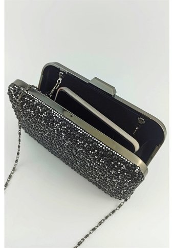 Çlk Accessories İncili Taşlı Abiye Kadın Omuz Çantası Siyah