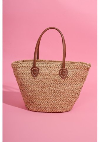 Refox Hasır Shopper Aten Kadın Omuz Çantası Camel
