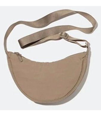 Uniqlo Round Mini Mat Biye Detaylı Kadın Omuz Çantası Haki