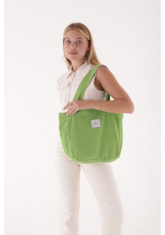 Berymood Kumaş Bez Tote Bag Kanvas Spor Kadın Omuz Çantası Yeşil