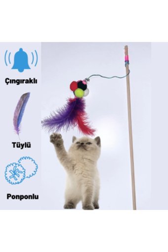 Pet Dostum Hareketli Peluş Tüylü Tırmalama Yavru Çıngırak Kedi Oyuncağı
