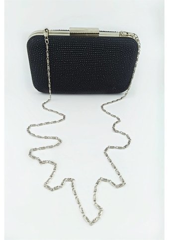 Çlk Accessories Taşlı Abiye Trabiye02 Kadın Omuz Çantası Siyah