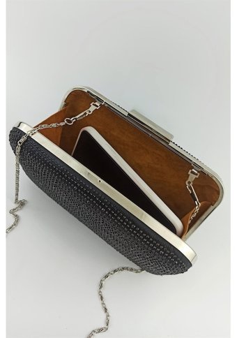 Çlk Accessories Taşlı Abiye Trabiye02 Kadın Omuz Çantası Siyah