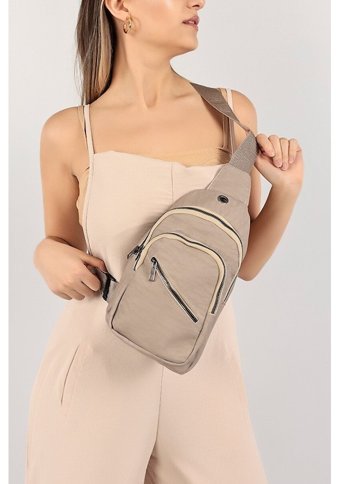 Elentra Unisex Kulaklık Usb Çıkışlı Kadın Omuz Çantası Vizon