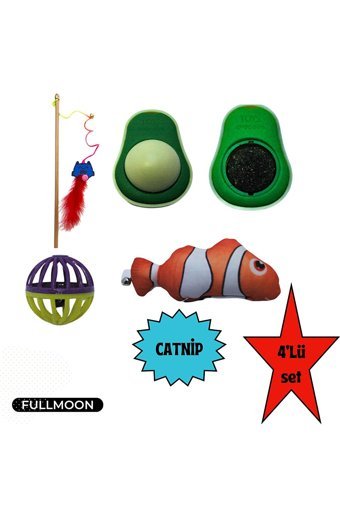 Toys Kedi Otlu Sesli Yakalama Yavru-Yetişkin Balık-Çıngırak-Olta Kedi Oyuncağı