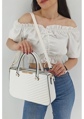 Çlk Accessories Kapitone Kadın Omuz Çantası Beyaz
