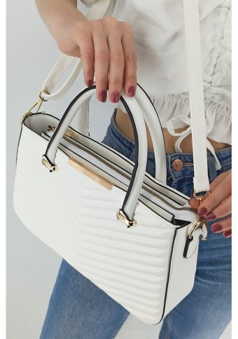 Çlk Accessories Kapitone Kadın Omuz Çantası Beyaz