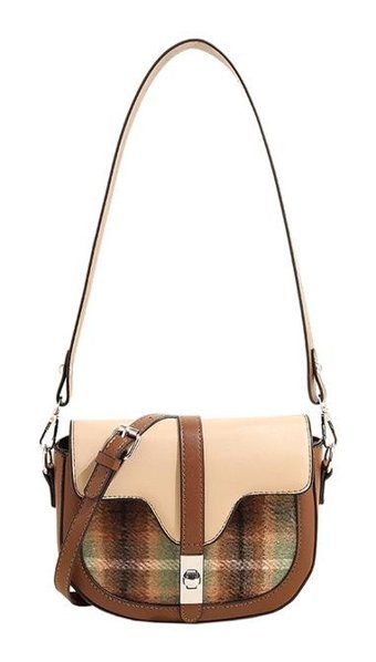 Summer Love Retro Eyer Moda Dikiş Kilit Onay Desen Kadın Omuz Çantası Haki