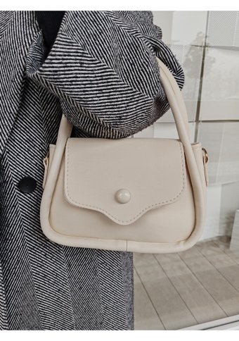 Cirphicollection Krem Düğmeli Kadın Omuz Çantası Krem