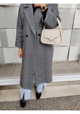 Cirphicollection Krem Düğmeli Kadın Omuz Çantası Krem