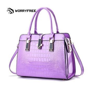 Worryfreeshopping Wr0402406 Parlak Deri Büyük Kapasiteli Kadın Omuz Çantası Mor