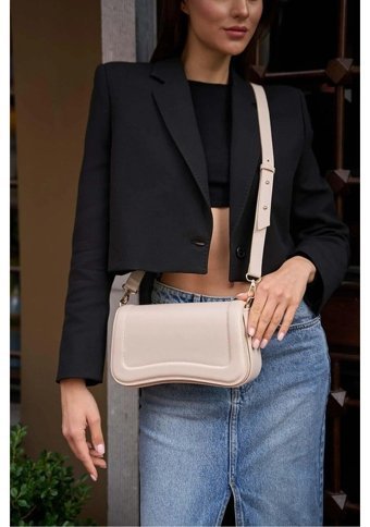 Gülşah Çaptı Bag Mıknatıs Kapamalı Krem Kadın Omuz Çantası Krem