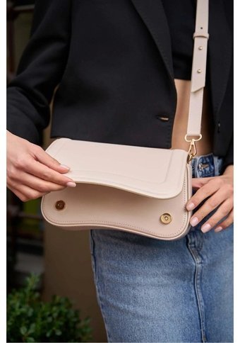 Gülşah Çaptı Bag Mıknatıs Kapamalı Krem Kadın Omuz Çantası Krem