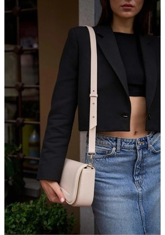 Gülşah Çaptı Bag Mıknatıs Kapamalı Krem Kadın Omuz Çantası Krem