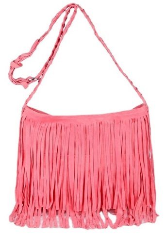 Alibee Püsküllü Retro Kadın Omuz Çantası Pembe