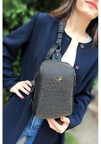 Çlk Accessories Taşlı Free Bag Ön Tr1076 Kadın Omuz Çantası Siyah