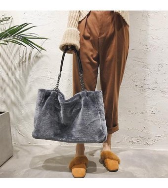 Worryfreeshopping Xcj Moda Peluş Kadın Omuz Çantası Kahverengi