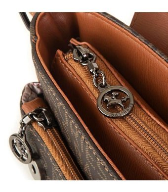 Grande Nas Bag1289 Yazılı Kadın Omuz Çantası Kahverengi - Taba