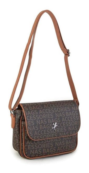 Grande Nas Bag1289 Yazılı Kadın Omuz Çantası Kahverengi - Taba