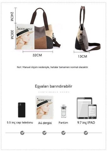 Globeasy Büyük Kapasiteli Tote Kadın Omuz Çantası Kırmızı