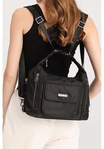 Smart Bags Barcelona Saten Kumaş Kadın Omuz Çantası Siyah
