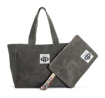 Paqpa Qp Ronda Tote Bag Mumlu Kanvas Kadın Omuz Çantası Haki