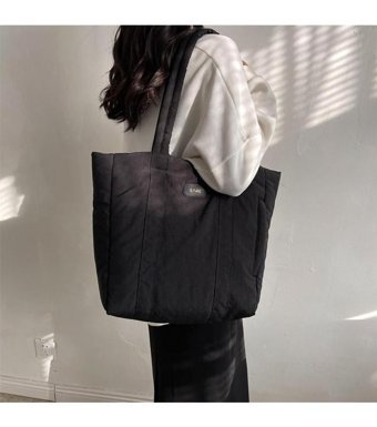 Magideal Suntek Puffer Tote Alışveriş İşe Gidip Gelirken Kadın Omuz Çantası Siyah